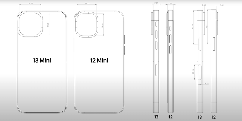 Ngoại hình iPhone 13 rò rỉ qua bản CAD có thể là thiết kế cuối cùng