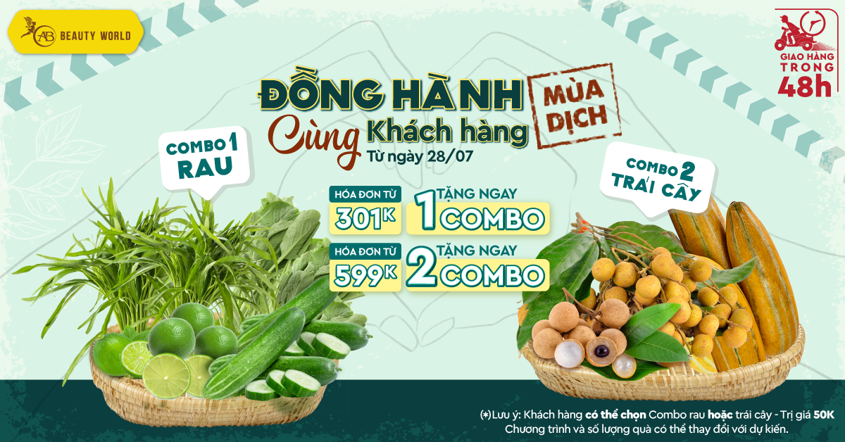 ĐỒNG HÀNH CÙNG KHÁCH HÀNG QUA MÙA DỊCH - ABBW TẶNG 250 COMBO RAU/TRÁI CÂY