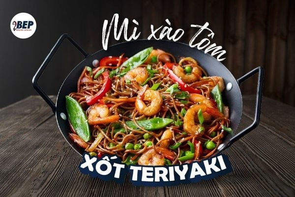 mì xào tôm sốt teriyaki