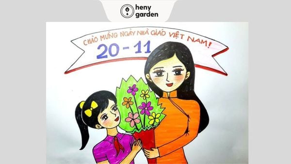 Vẽ tranh tranh cô giáo 20/11 đơn giản nhất với màu sắc tươi sáng