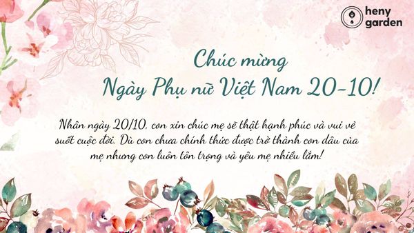 Lời chúc 20/10 cho mẹ chồng tương lai tình cảm yêu thương, gần gũi