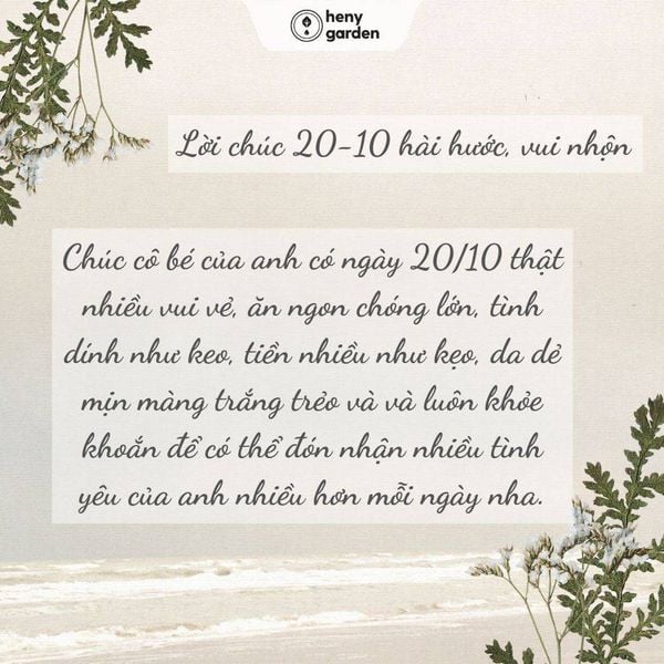 lời chúc 20/10 cho người yêu hài hước và dí dỏm