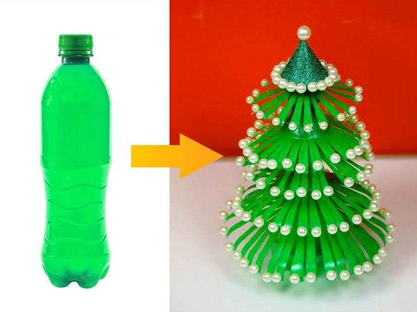 Làm cây thông Noel bằng chai nhựa