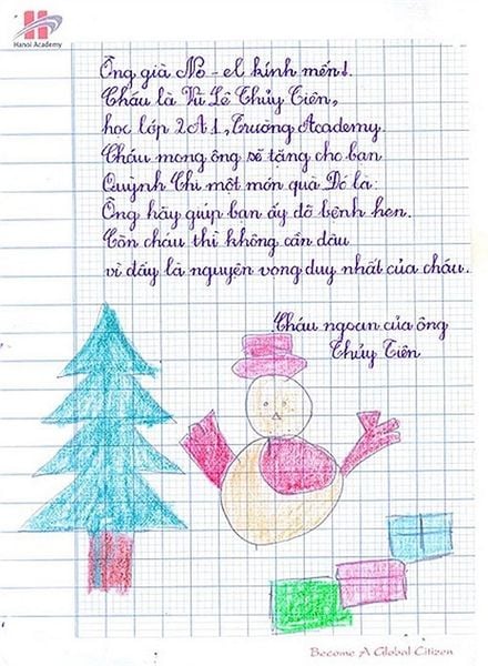 cách viết thư cho ông già Noel ngắn