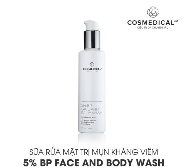 Diệt khuẩn mụn với sữa rửa mặt BP Face and Body Wash 5%