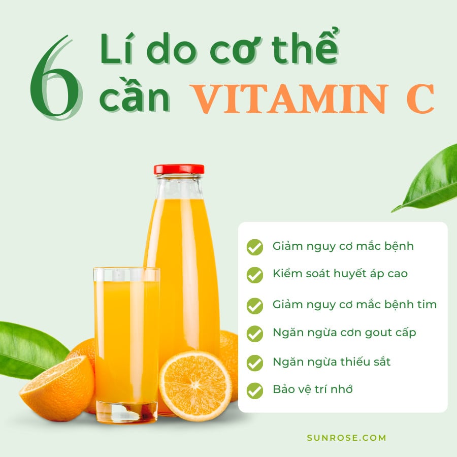 6 lý do cơ thể bạn cần vitamin C - sunrose.vn