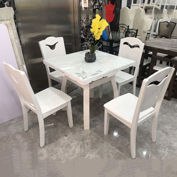 Bàn ăn kính cường lực 4 ghế nhập khẩu GR169