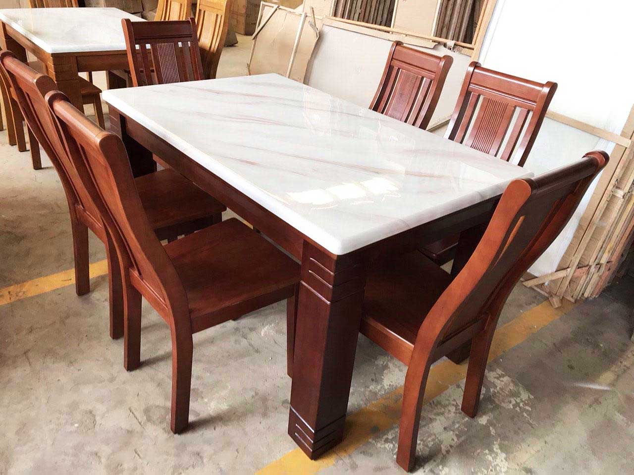Bộ Bàn Ăn Mặt Đá 1M4 6 Ghế GR017
