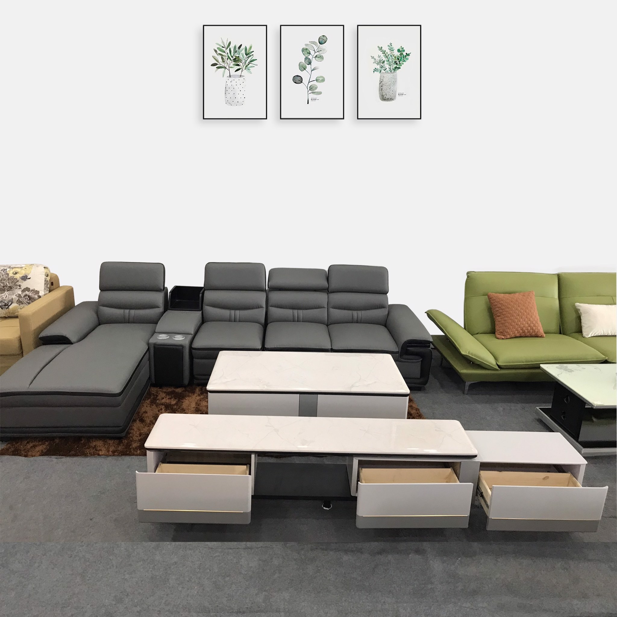 Set Bàn Trà Kệ Tivi Mặt Đá Hiện Đại GR070