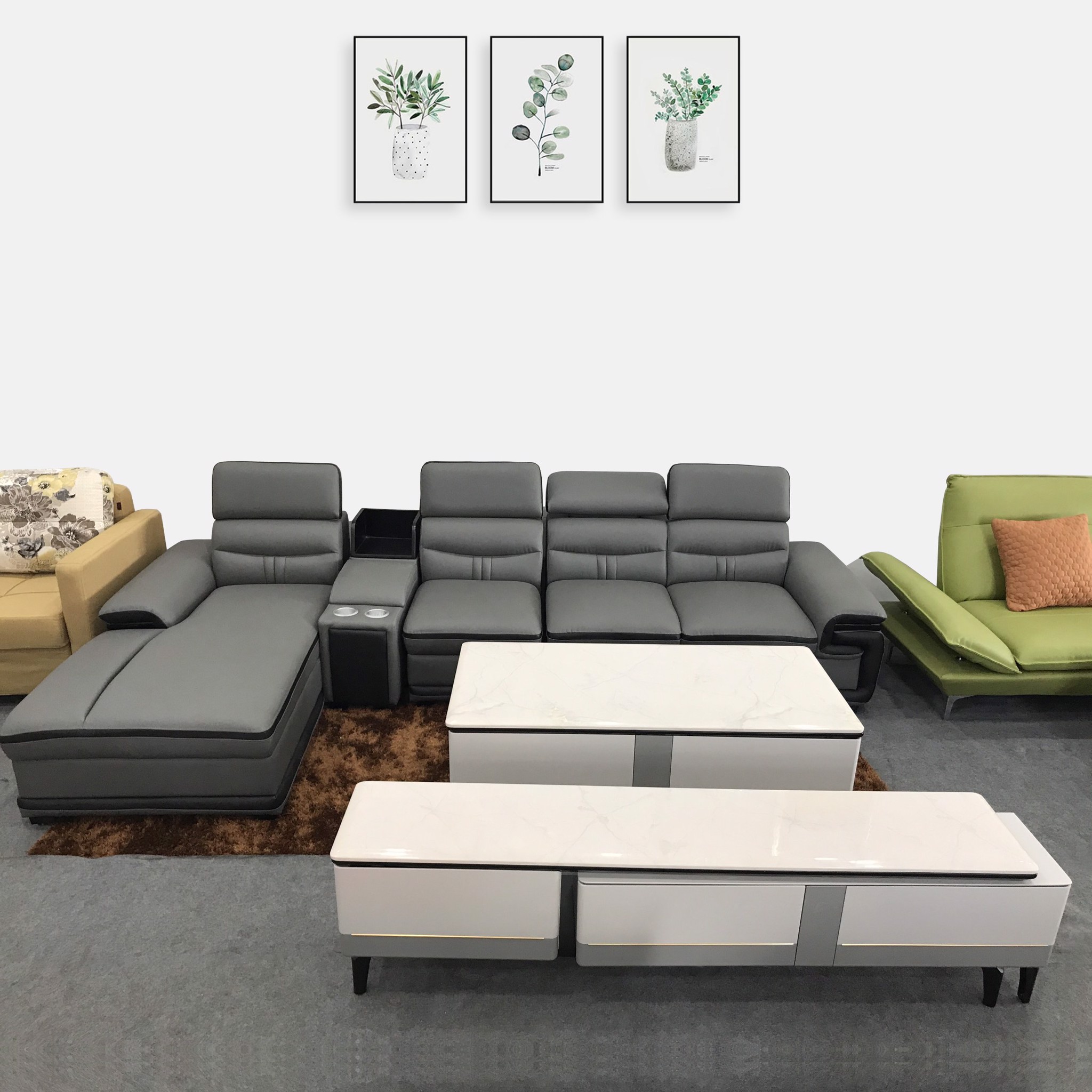 Set Bàn Trà Kệ Tivi Mặt Đá Hiện Đại GR070