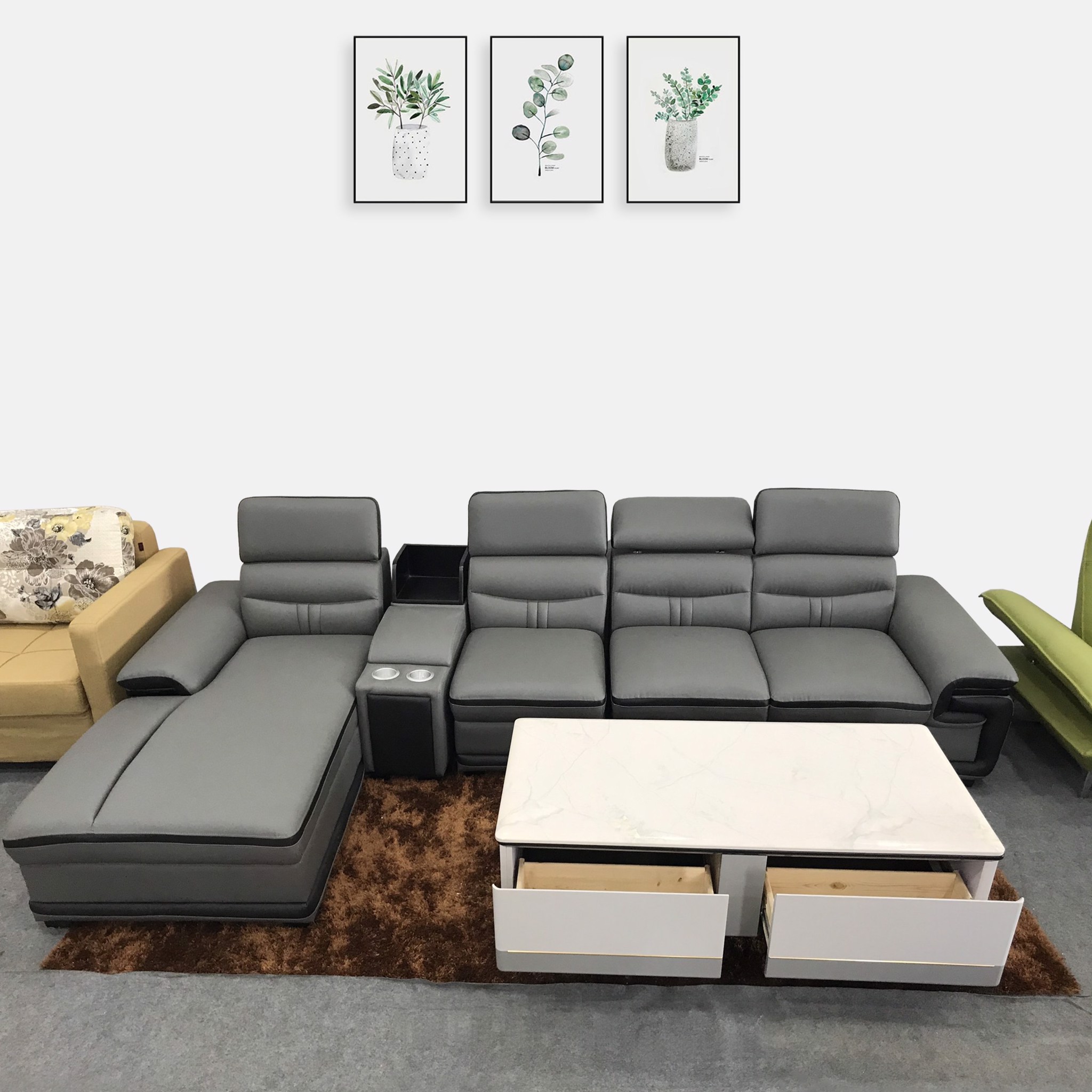Set Bàn Trà Kệ Tivi Mặt Đá Hiện Đại GR070