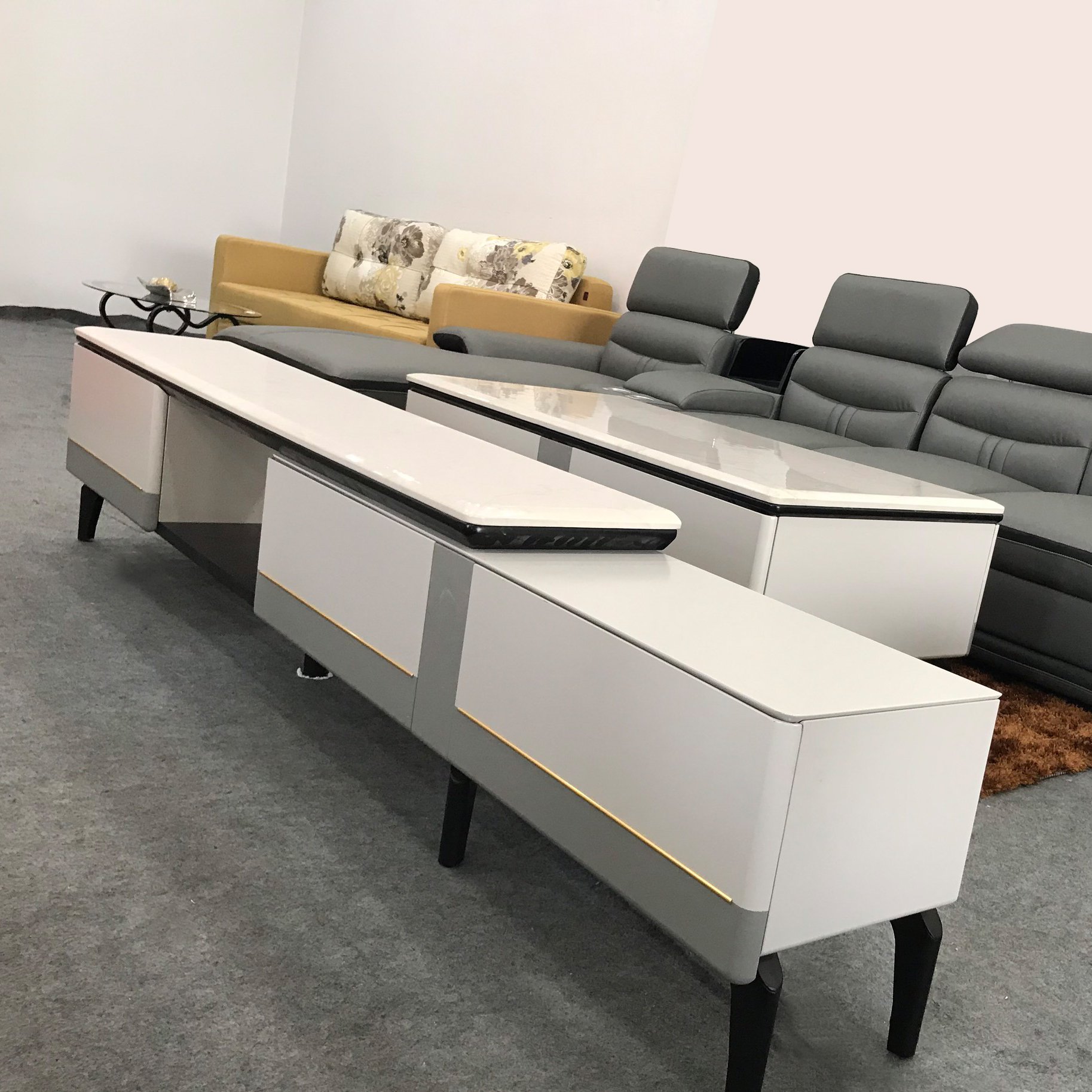 Set Bàn Trà Kệ Tivi Mặt Đá Hiện Đại GR070