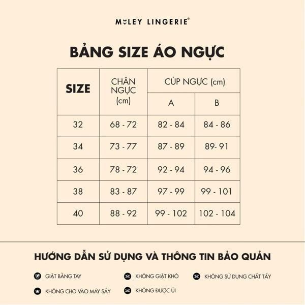 size áo lót cotton
