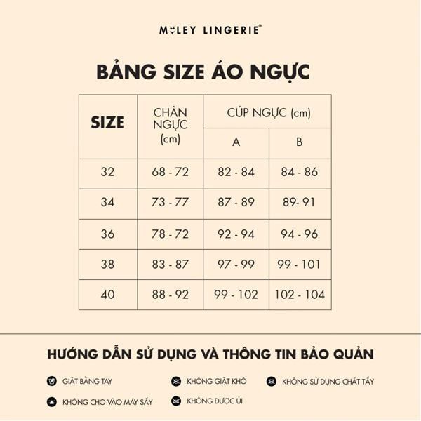 sizre áo ngực trơn