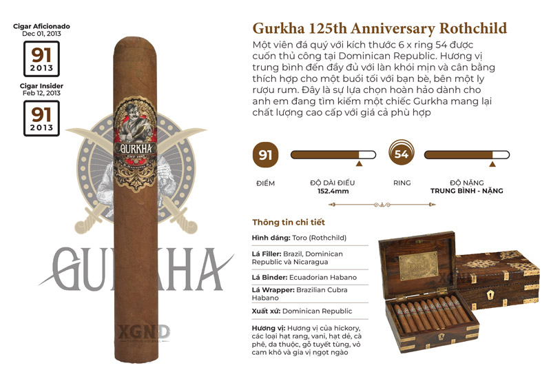 Cigar Gurkha 125th Anniversary Rothchild - Xì Gà Chính Hãng
