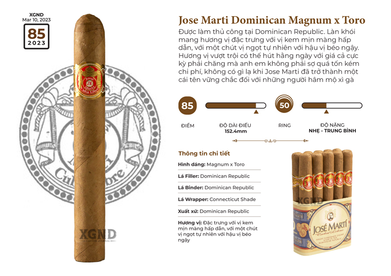 Cigar Jose Marti Dominican Magnum x Toro - Xì Gà Chính Hãng