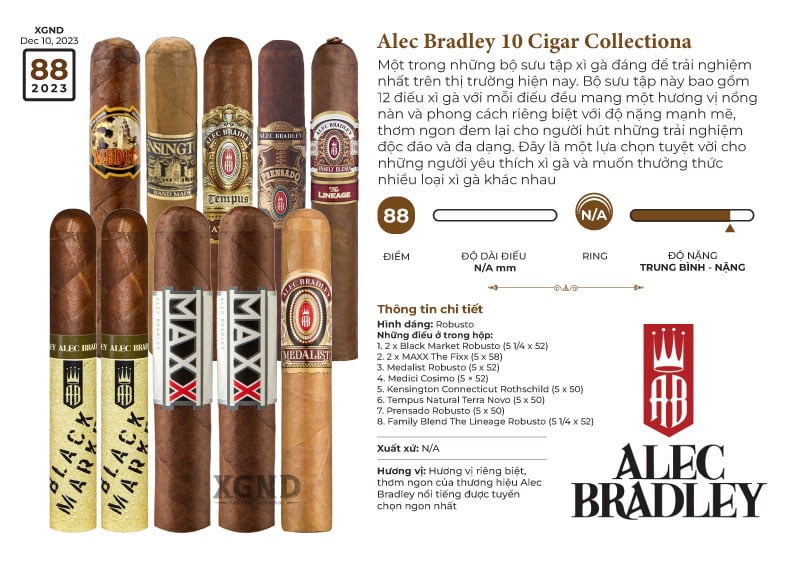 Cigar Alec Bradley 10 Cigar Collection - Combo 10 Điếu Xì Gà Ngon Chính Hãng