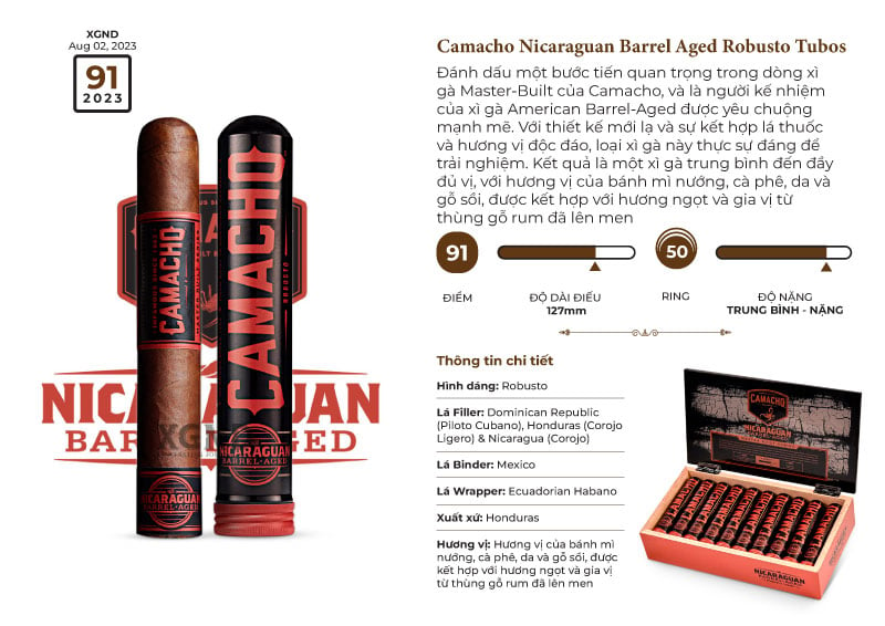 Cigar Camacho Nicaraguan Barrel Aged Robusto Tubos