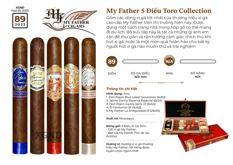 Cigar My Father 5 Điếu Toro Collection Kèm Phụ Kiện - Xì Gà Chính Hãng