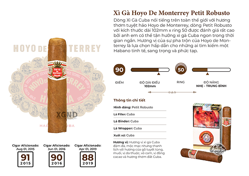 Cigar Hoyo De Monterrey Petit Robusto - Xì Gà Cuba Chính Hãng