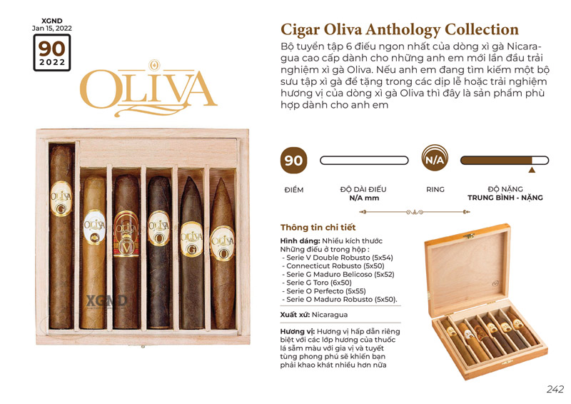 Cigar Oliva Anthology Collection - Xì Gà Nicaragua Chính Hãng - Hộp 6 Điếu