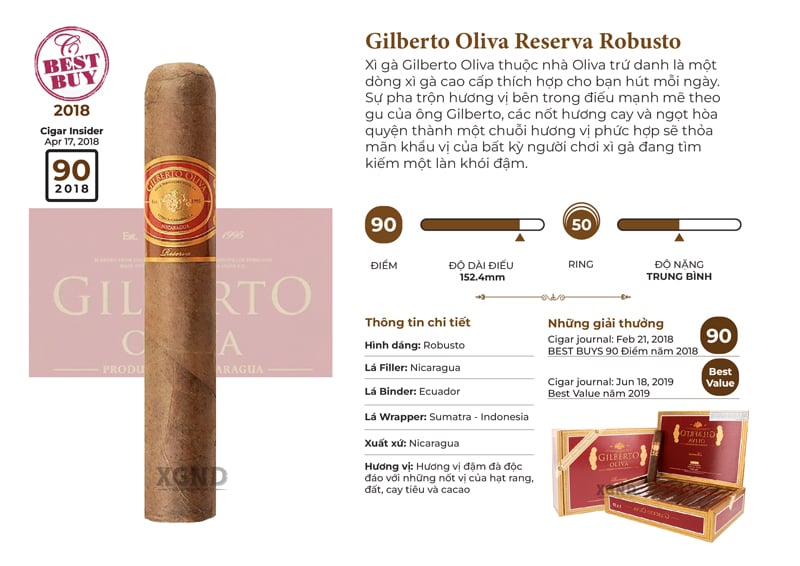 Cigar Gilberto Oliva Reserva Robusto - Xì Gà Nicaragua Chính Hãng