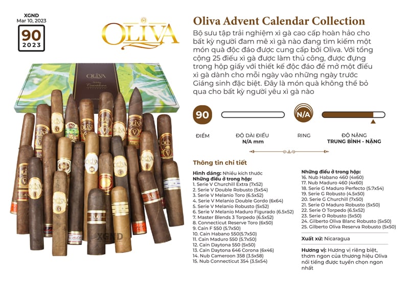 Cigar Oliva Advent Calendar Collection - Xì Gà Chính Hãng 25 Điếu