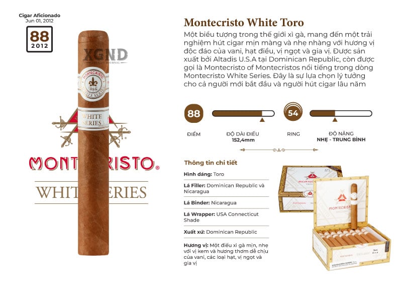 Cigar Montecristo White Toro - Xì Gà Chính Hãng