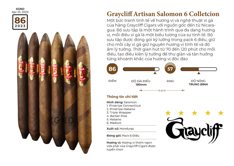 Cigar Graycliff Artisan Salomon 6 Colletcion - Lốc 6 Điếu Xì Gà Chính Hãng