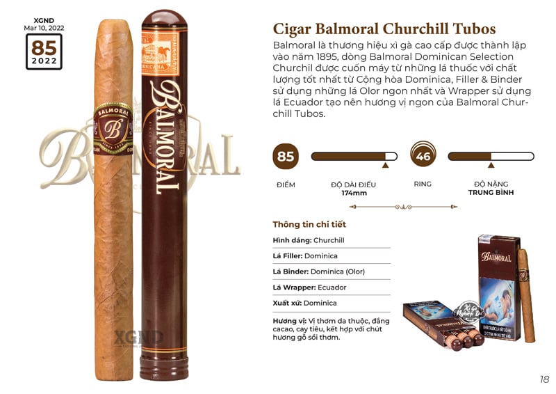 Cigar Balmoral Churchill Tubos - Xì Gà Dominica Chính hãng