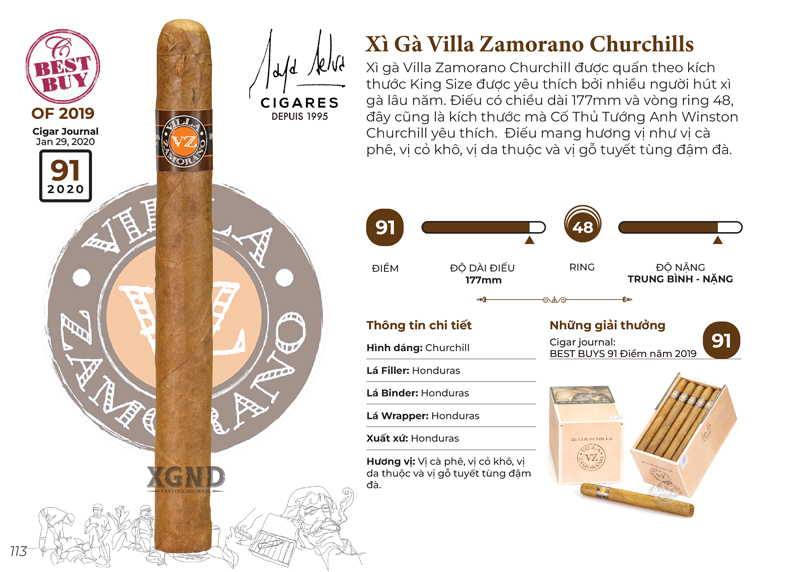 Cigar Villa Zamorano Churchill - Xì Gà Honduras Chính Hãng