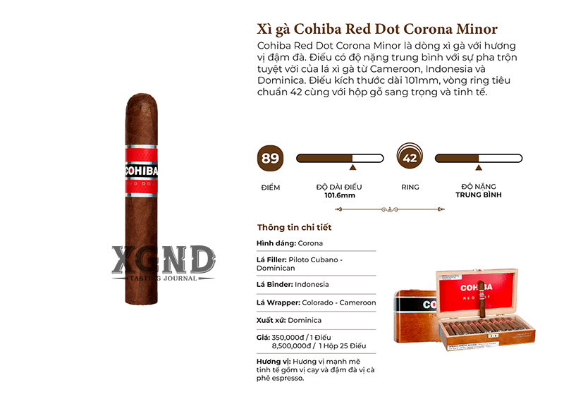 Đừng bỏ qua hình ảnh Cohiba Red Dot Corona Minor đẹp ngỡ ngàng! Lá thuốc nhập khẩu từ Cuba tạo ra chiếc điếu xì gà hoàn hảo thỏa mãn giác quan của bạn. Thưởng thức những khoảnh khắc đáng nhớ và đắm chìm trong thế giới xa hoa của những chiếc xì gà cao cấp.