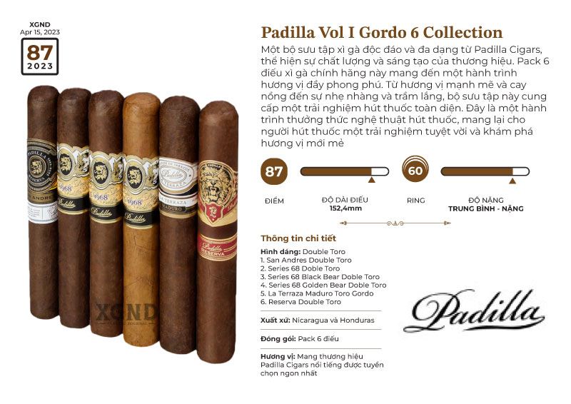 Cigar Padilla Vol I Gordo 6 Collection - Lốc 6 Điếu Xì Gà Chính Hãng