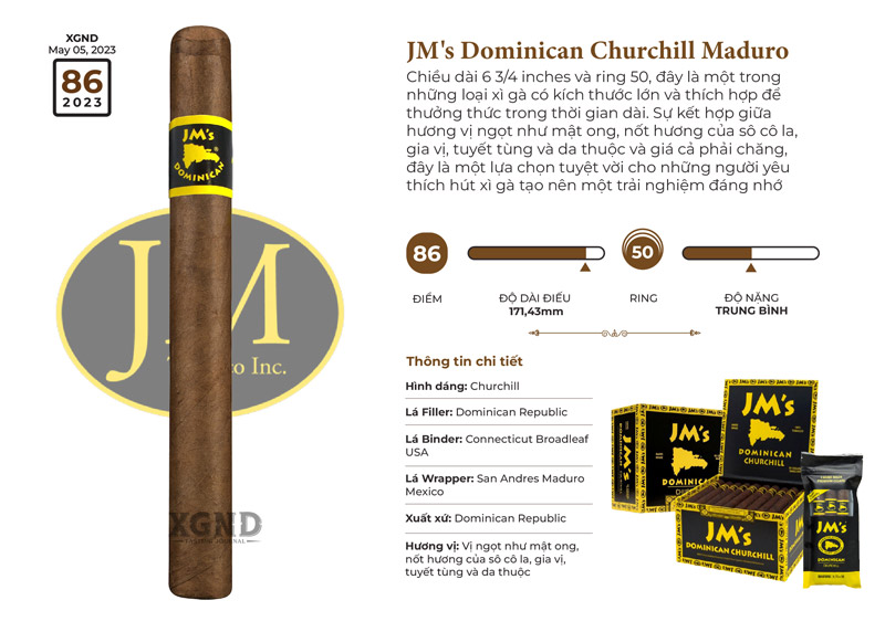 Cigar JM's Dominican Churchill Maduro - Xì Gà Chính Hãng