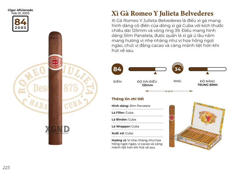 Cigar Romeo Y Julieta Belvederes - Xì Gà Cuba Chính Hãng