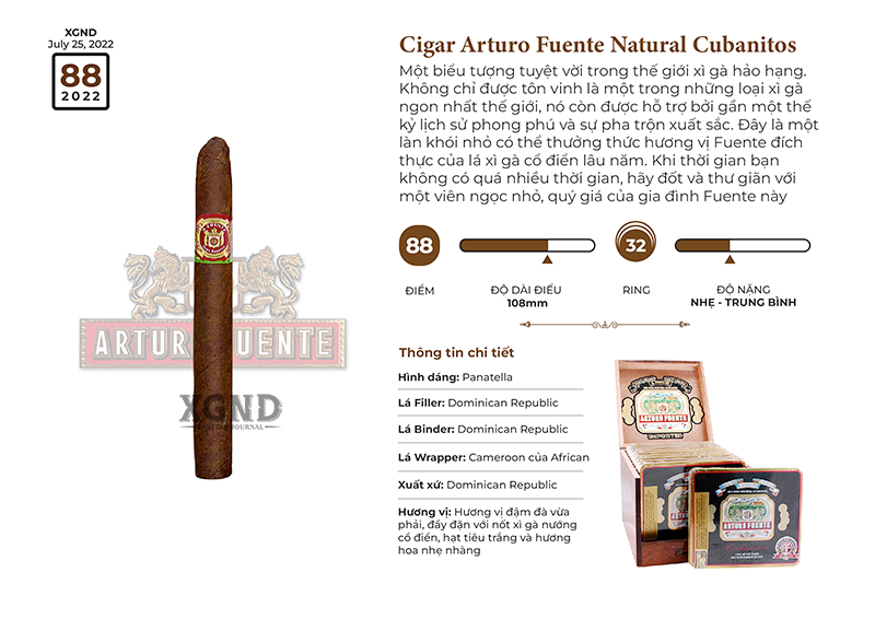 xì ga gia re Cigar Arturo Fuente Natural Cubanitos - Xì Gà HCM