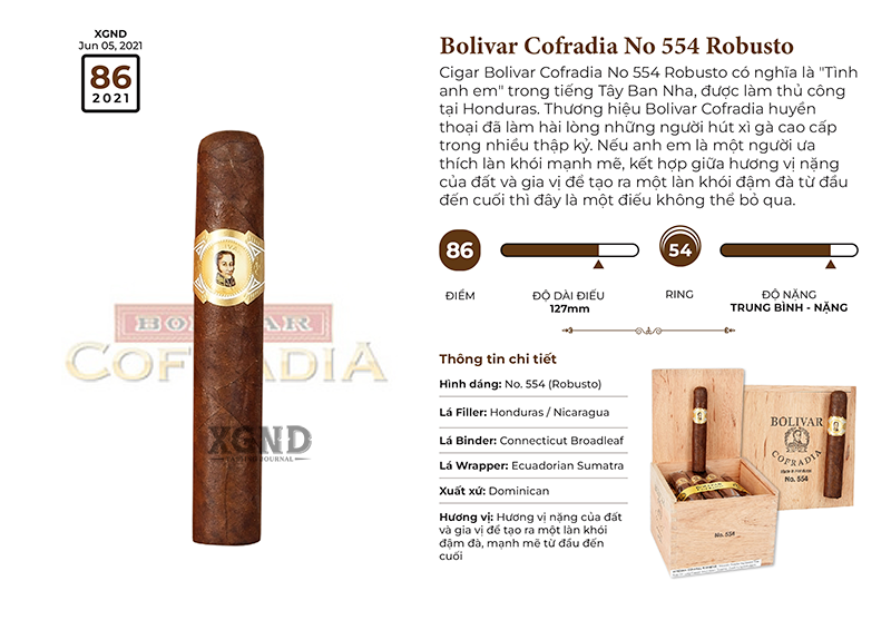 Cigar Bolivar Cofradia No 554 Robusto - Xì Gà Chính Hãng