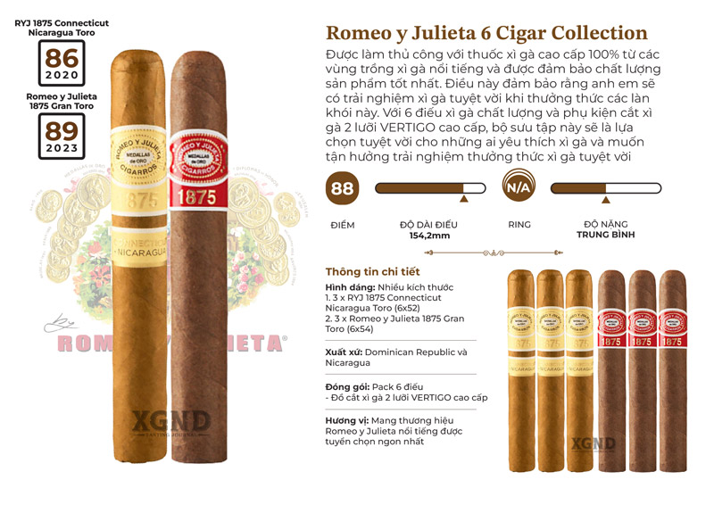 Cigar Romeo y Julieta 6 Cigar Collection - Lốc 6 Điếu Xì Gà Chính Hãng