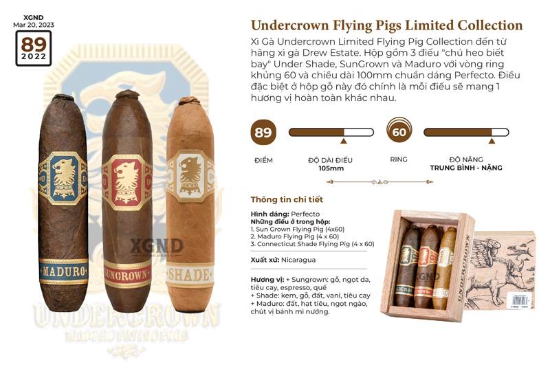 Cigar Undercrown Flying Pigs Limited Collection - Hộp 3 Điếu Xì Gà Chính Hãng