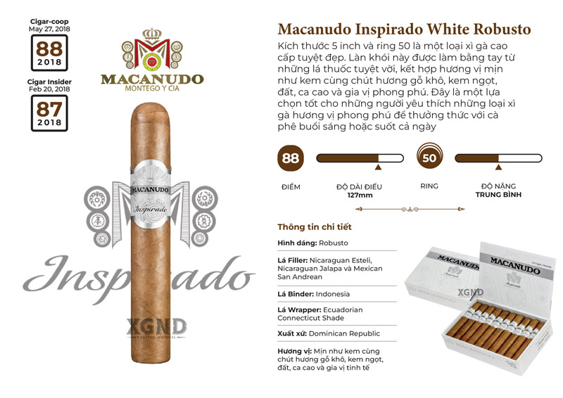 Cigar Macanudo Inspirado White Robusto - Xì Gà Chính Hãng