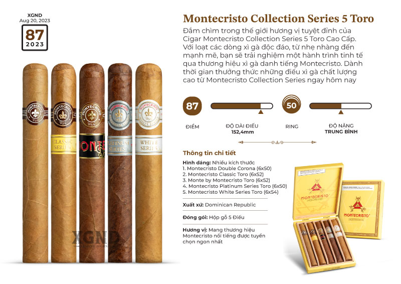 Cigar Montecristo Collection Series 5 Toro Cao Cấp - Xì Gà Chính Hãng