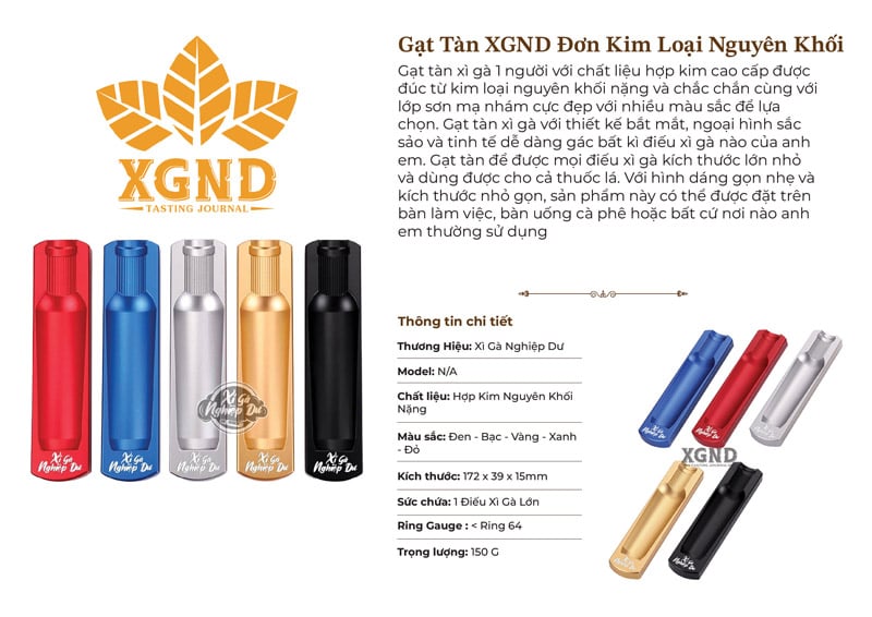 Gạt Tàn Xì Gà Đơn Kim Loại Nguyên Khối - Gạt Tàn Cigar Cho 1 Người