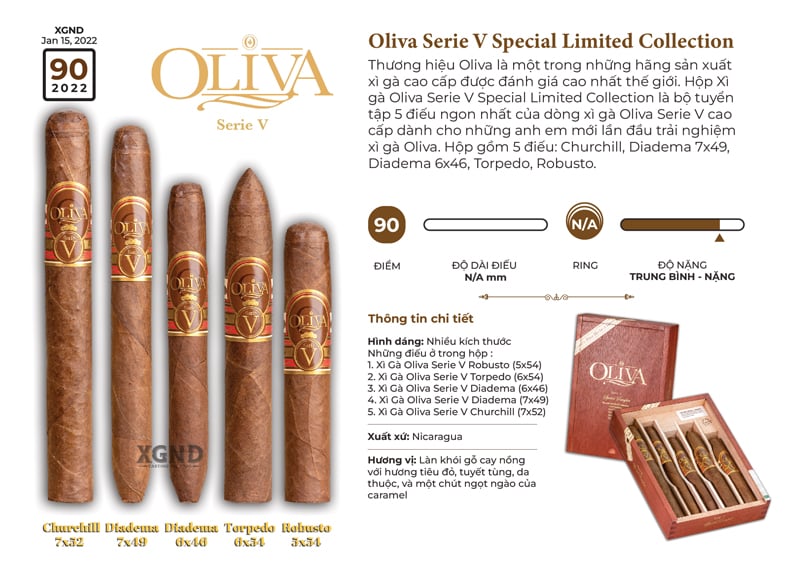 Cigar Oliva Serie V Special Collection - Xì Gà Nicaragua Chính Hãng - Hộp 5 Điếu