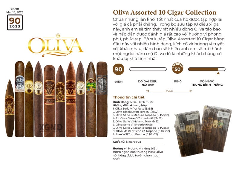 Cigar Oliva Assorted 10 Cigar Collection - Lốc 10 Điếu Xì Gà Chính Hãng