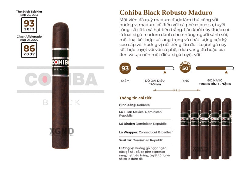 Cigar Cohiba Black Robusto Maduro - Xì Gà Chính Hãng