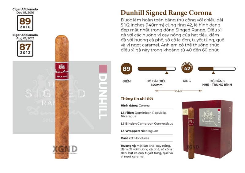 Cigar Dunhill Signed Range Corona - Xì Gà Chính Hãng