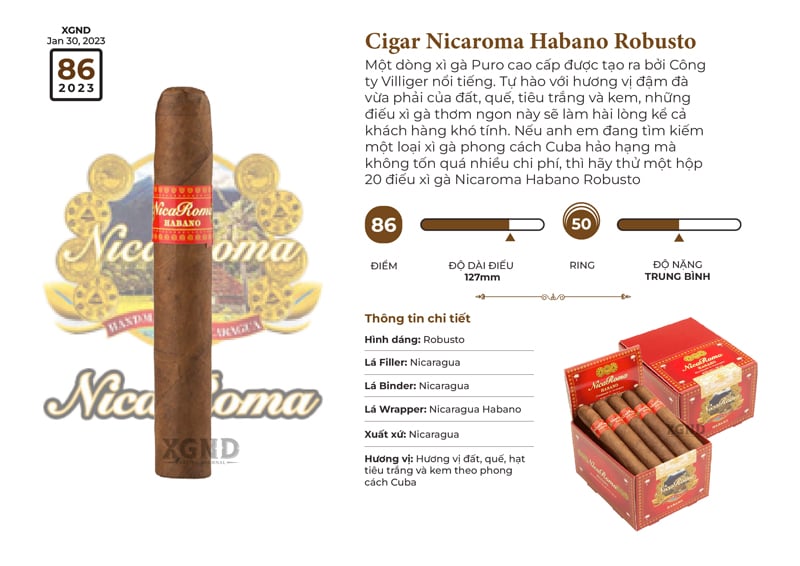 Cigar Nicaroma Habano Robusto - Xì Gà Chính Hãng