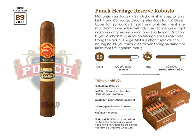 Cigar Punch Heritage Reserve Robusto - Xì Gà Chính Hãng