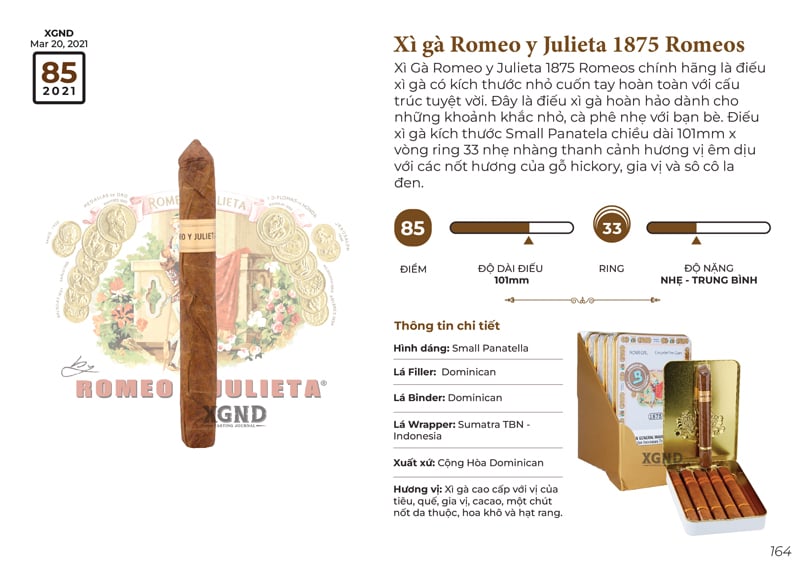 Cigar Romeo Y Julieta 1875 Romeos - Xì Gà Chính Hãng