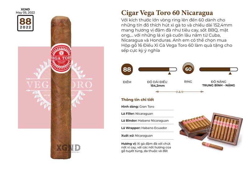 Cigar Vega Toro 60 - Xì Gà Nicaragua Chính Hãng